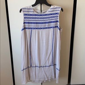Blue and Beige Linen Dress